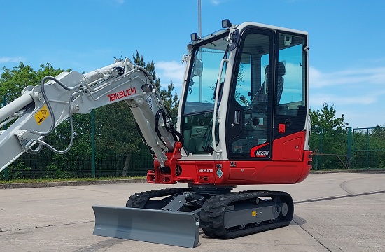 takeuchi tb230 3 tonne excavator parked up with boom out on this digger