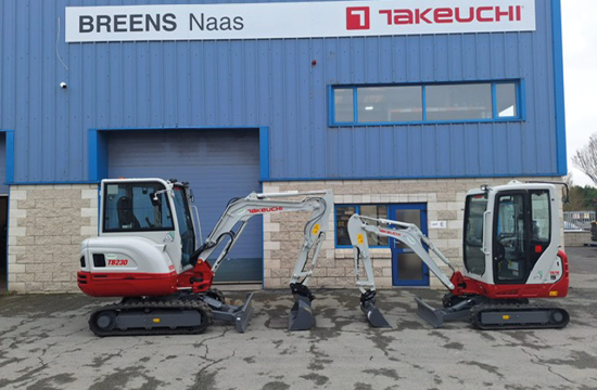 breens farm machinery depot with 2 takeuchi diggers in front