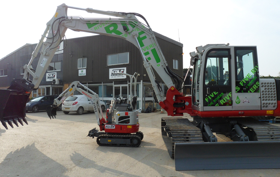 two Takeuchi diggers parked up in front of CBL Southampton building