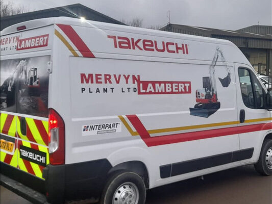 mervyn lambert plant hire van with takeuchi decals