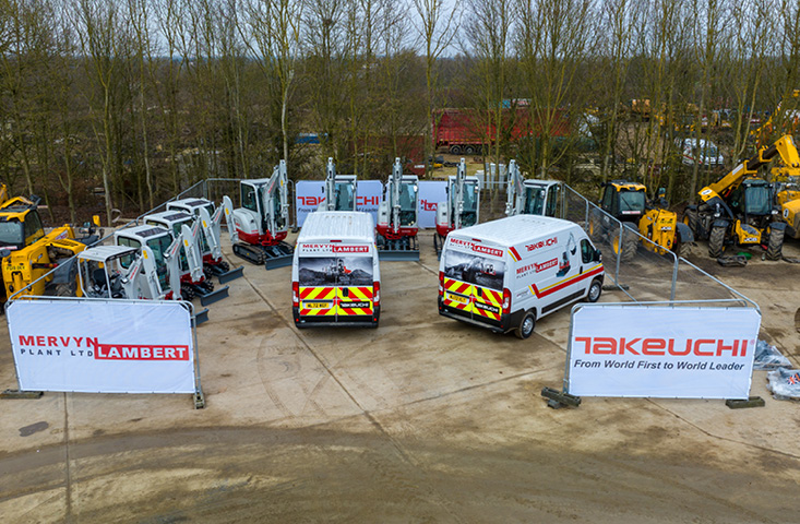 mervyn lambert plant with diggers parked up next to vans