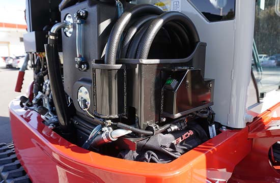 fual pump on the rear of excavator machine