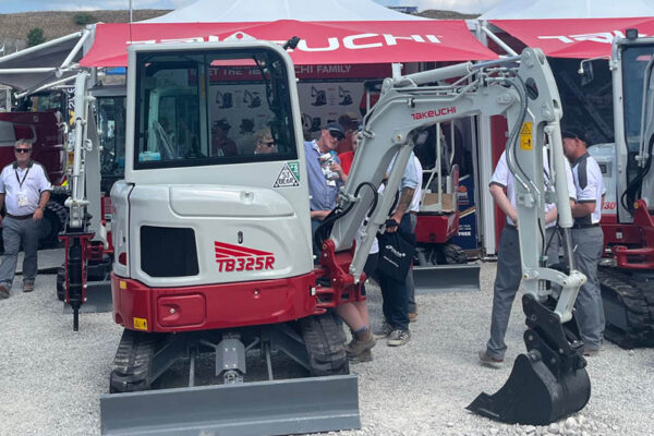 digger on a swivel on a exhibition stand