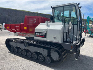 tcr50-2 tracked dumper parked on takeuchi stand