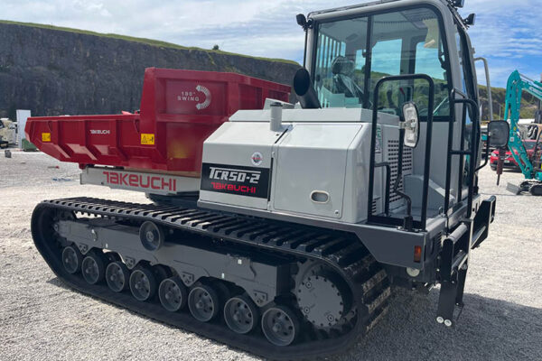 tcr50-2 tracked dumper parked on takeuchi stand