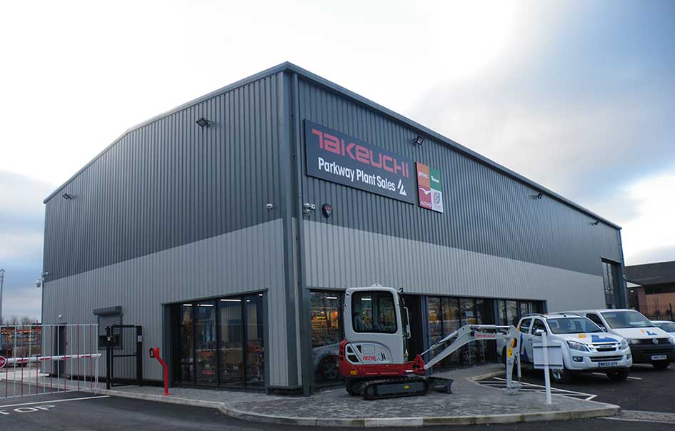 one Takeuchi Digger parked up in front of Parkway plant sales building