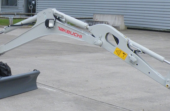 TB216 digger with outstreched boom. grey with red logo
